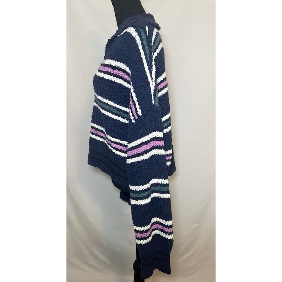 Free People Kennedy Pullover Sweater Midnight Sail Combo‎ Women's SMALL - Picture 2 of 11